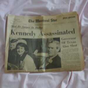 Vintage Montreal Star Friday November 22nd 1963 Kennedy Assassinated Newspaper